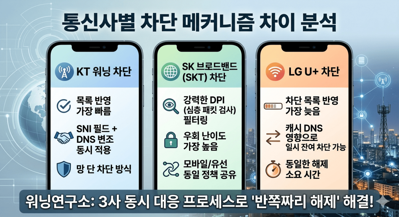 워닝연구소 차단 유형별 해제 방법